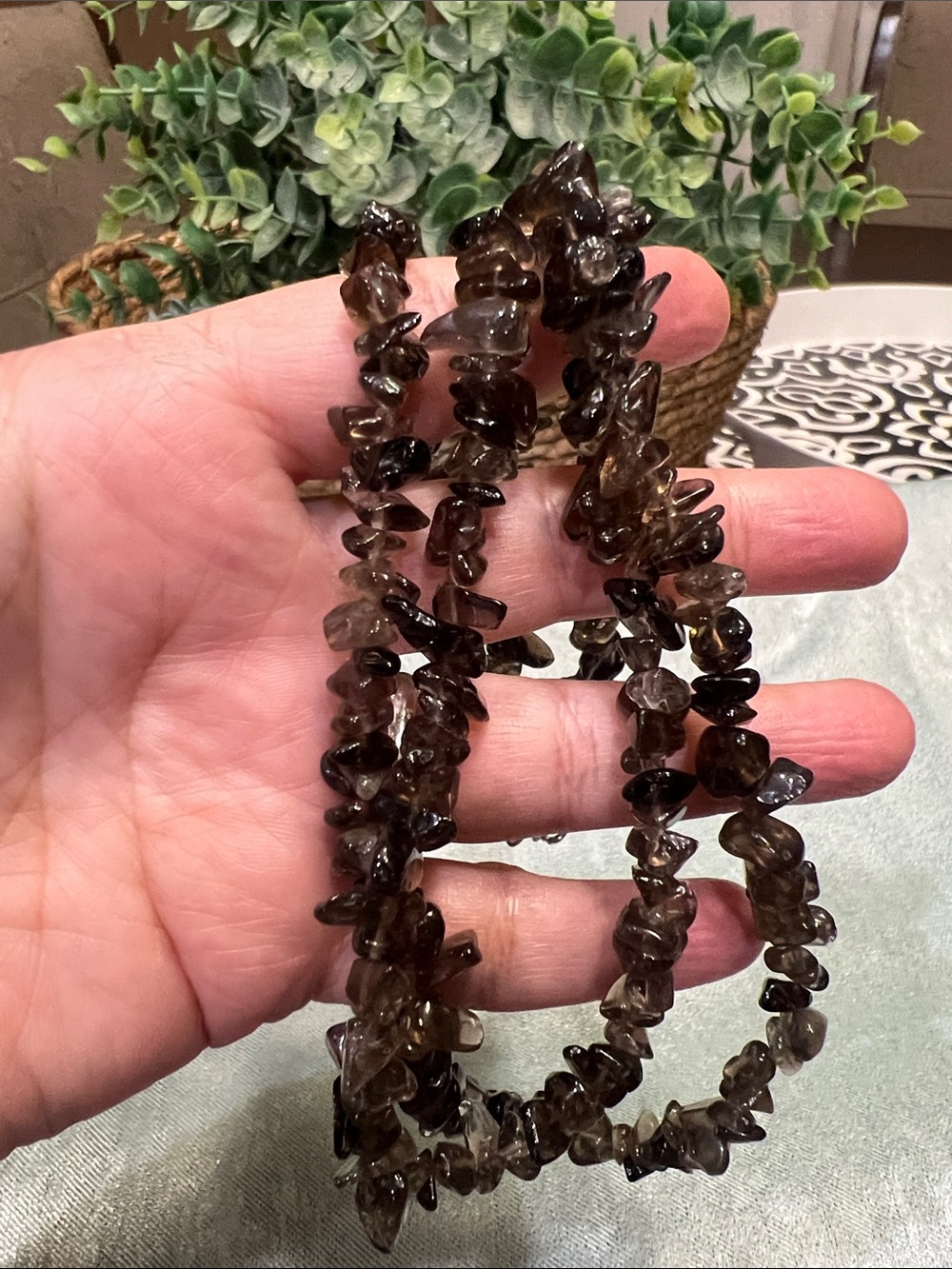 Smoky Quartz Chip Necklace - Elegant Women's Jewelry